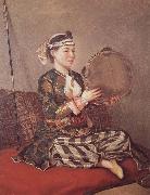 Jean-Etienne Liotard Girl in Turkish Costume with Tambourine France oil painting artist